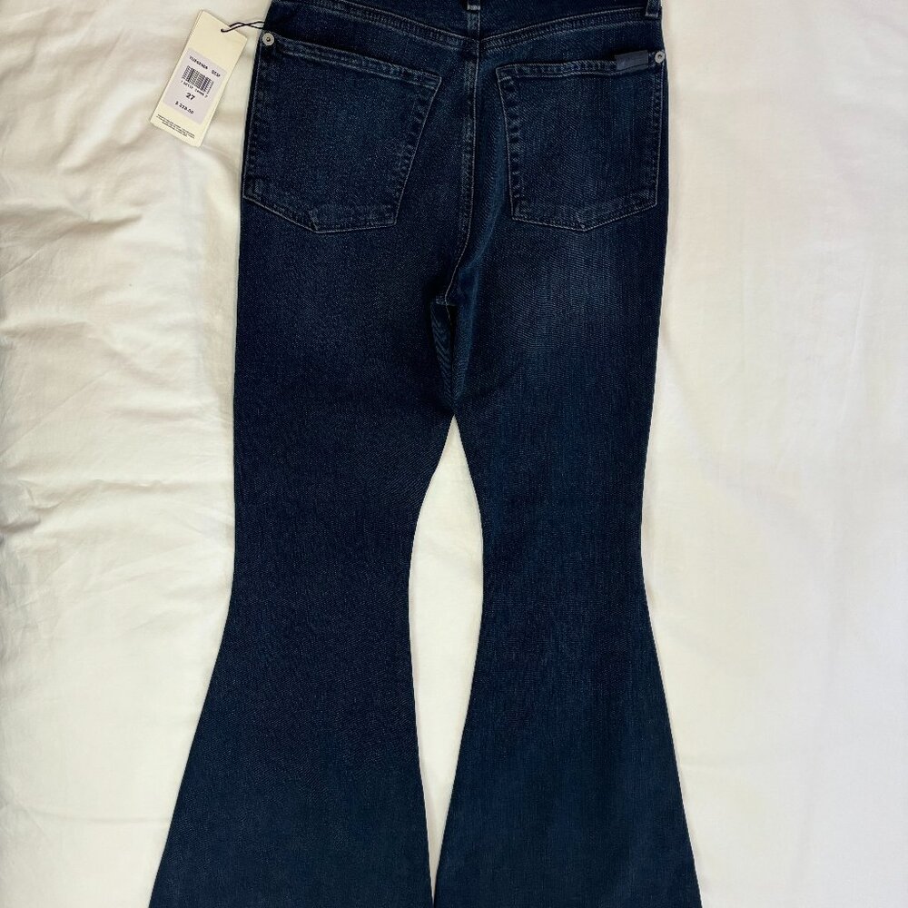 NWT 7 for all mankind Women's Megaflare High-Rise Dark Wash Denim Jeans, Size 27 - Picture 12 of 12